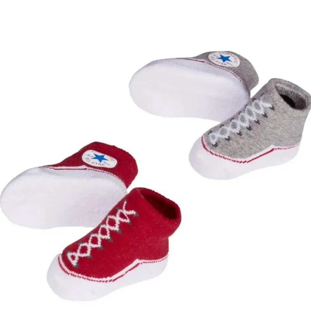 Baby Converse Chuck Taylor Infant Booties 2 Pack 0-6 Mths Red / Gray